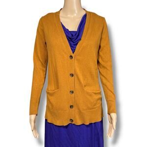 Old Navy Womens Tunic Cardigan Sweater Button Close V Neck Pumpkin Pie Color